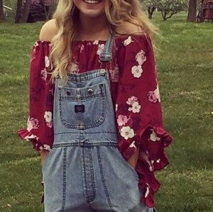 Floral Bell Sleeve Off-The-Shoulder Top